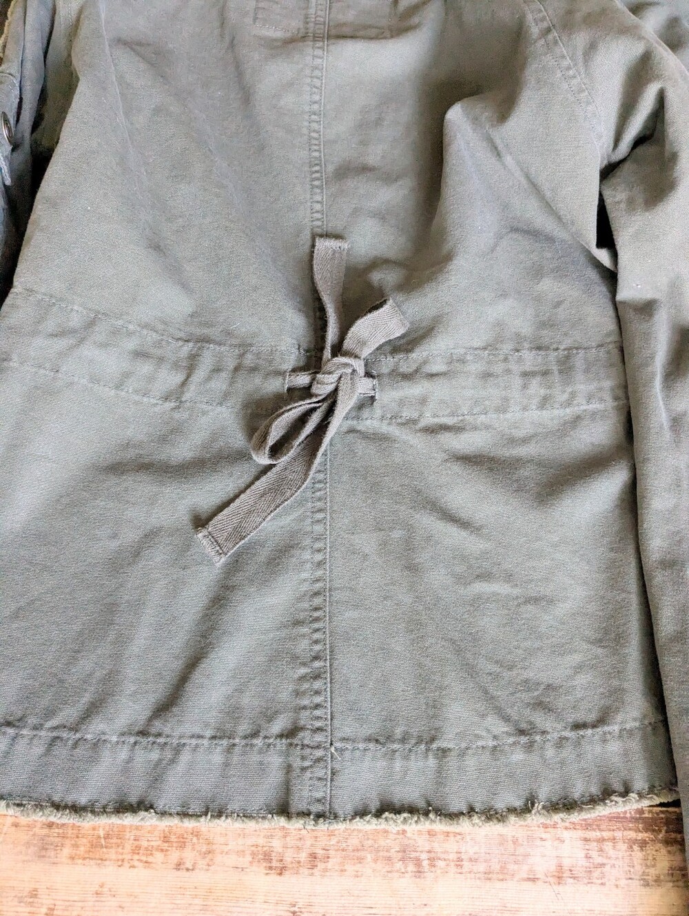 2000s Y2K Utility Jacket Hooded Military Cargo Green Cotton Large - Picture 13 of 15